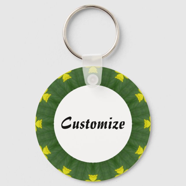 Daisy Mandala Template 41 Key Ring (Front)