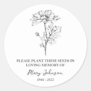 Daisy Memorial Funeral Seed Packet Classic Round Sticker