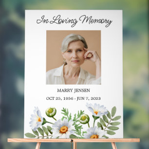 Daisy Memorial Photo Funeral Acrylic Sign