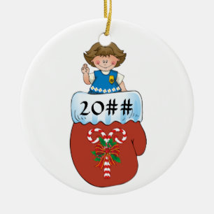 Daisy Mitten Brunette Ceramic Tree Decoration