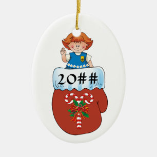Daisy Mitten Redhead Ceramic Tree Decoration