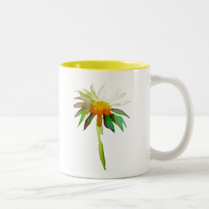 Daisy modern watercolor art flower Two-Tone coffee mug
