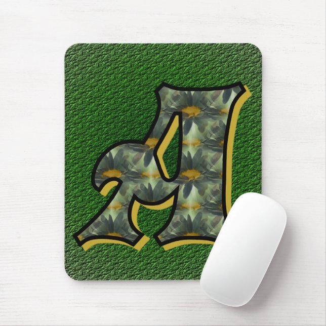 Daisy Monogram Initial A Mouse Mat (With Mouse)