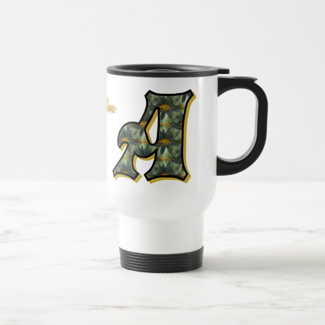 Daisy Monogram Initial A Personalised Travel Mug (Right)
