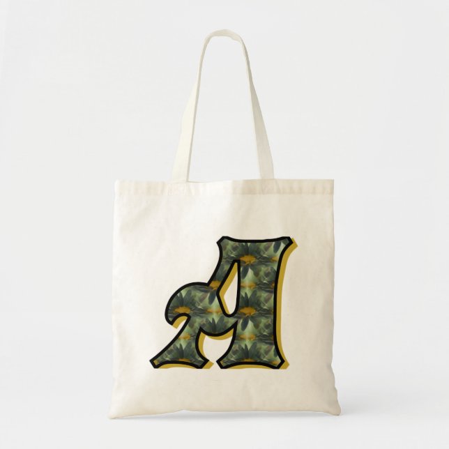 Daisy Monogram Initial A Tote Bag (Front)