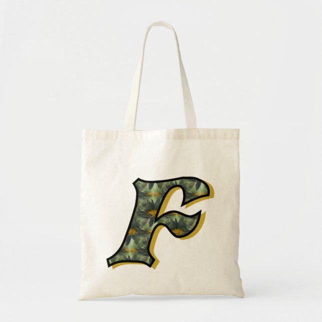 Daisy Monogram Initial F Tote Bag (Front)