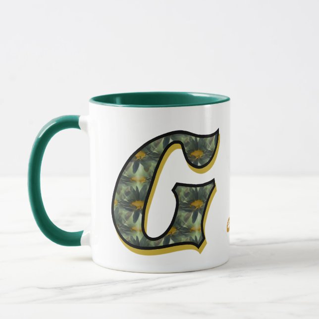 Daisy Monogram Initial G Personalised Mug (Left)