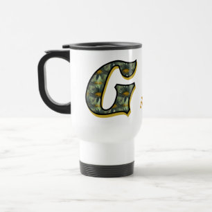 Daisy Monogram Initial G Personalised Travel Mug