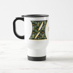 Daisy Monogram Initial H Personalised Travel Mug