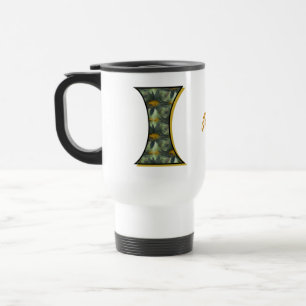Daisy Monogram Initial I Personalised Travel Mug