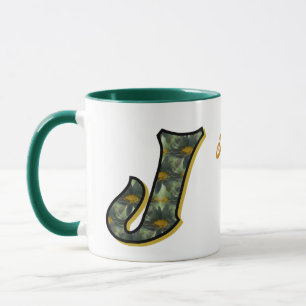 Daisy Monogram Initial J Personalised Mug