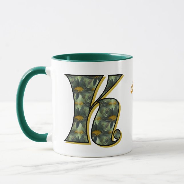 Daisy Monogram Initial K Personalised Mug (Left)