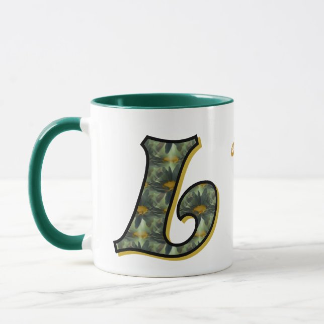 Daisy Monogram Initial L Personalised Mug (Left)