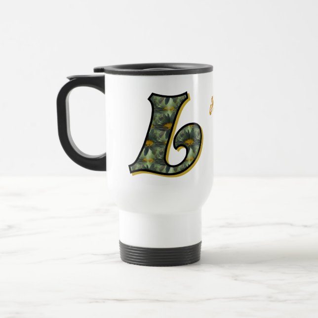 Daisy Monogram Initial L Personalised Travel Mug (Left)