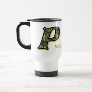 Daisy Monogram Initial P Personalised Travel Mug
