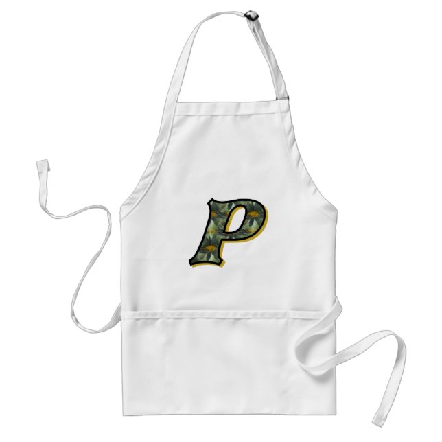 Daisy Monogram Initial P Standard Apron (Front)