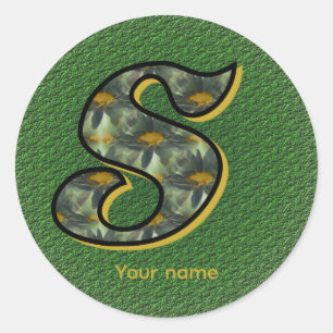 Daisy Monogram Initial S Personalised Classic Round Sticker