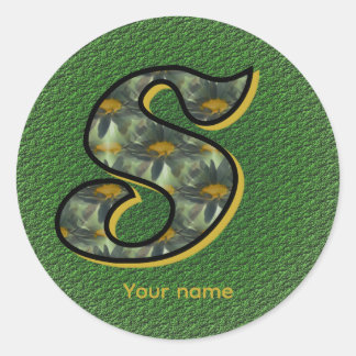 Daisy Monogram Initial S Personalized Classic Round Sticker
