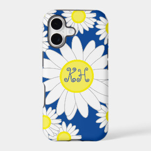 Daisy Monogram Navy Blue White and Yellow