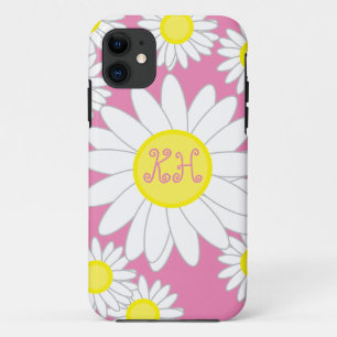 Daisy Monogram Pink White and Yellow iPhone 11 Case