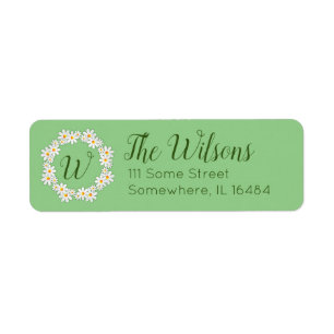 Daisy Monogram Return Address Labels Daisies