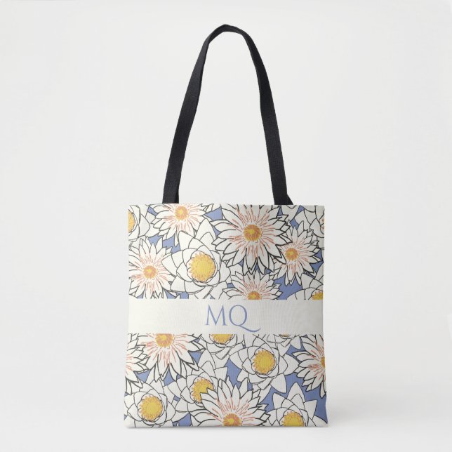 Daisy Monogram Spring Floral Tote Bag (Front)