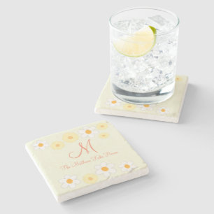 Daisy Monogram Stone Coaster