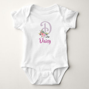 Daisy Name Baby Outfit Letter D Romper Floral Girl Bodysuit
