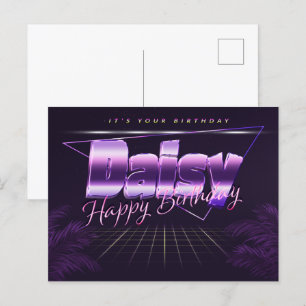 Daisy Name Vorname lila Postkarte Geburtstag Postcard