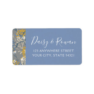 Daisy Navy Blue & Yellow Rowan Berries Address Label