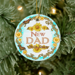 Daisy New Dad ceramic ornament