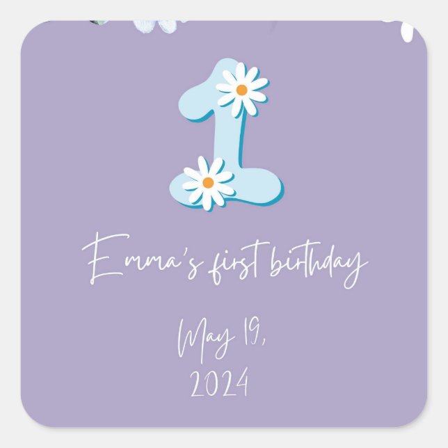 Daisy Number 1 Birthday Stickers  (Front)
