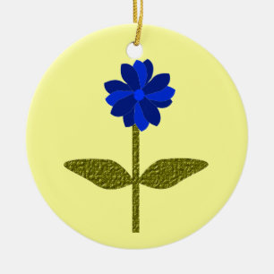 Daisy Ocean Blue Custom Birthday Ceramic Tree Decoration
