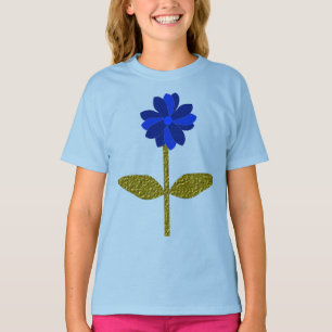 Daisy Ocean Blue Girls Ringer T Shirt