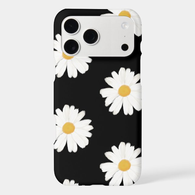 Daisy Oil Paint Style Flower Pattern Girly Black (Back)