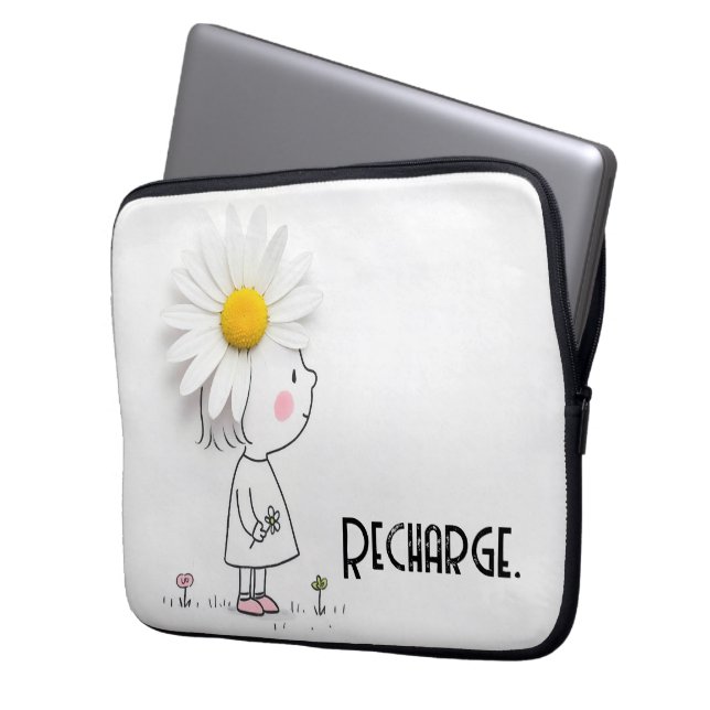 Daisy On a Little Girl's Head With Quote Laptop Sleeve (Front Left)