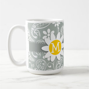Daisy on Ash Grey; Grey Paisley Coffee Mug