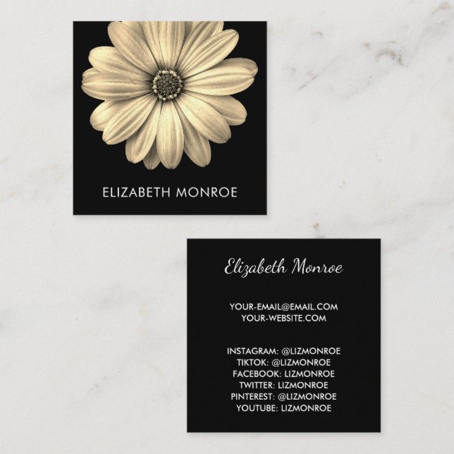 Daisy on Black Square Calling Card (Front/Back)