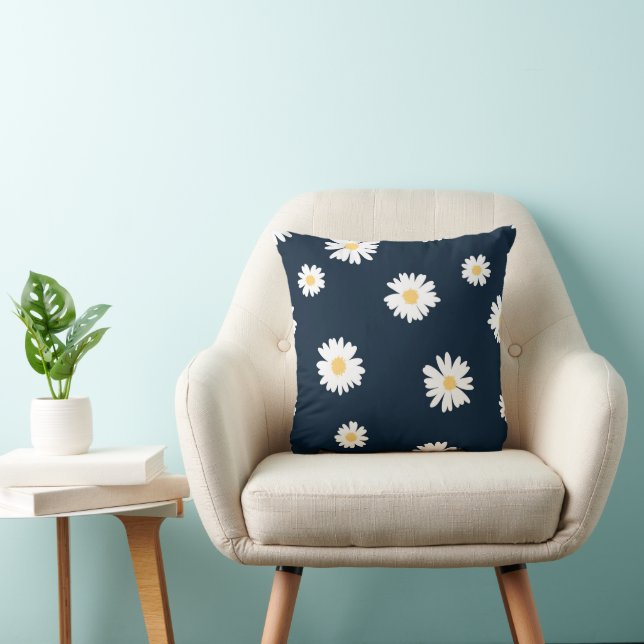 Daisy On Blue Pattern Cushion (Chair)