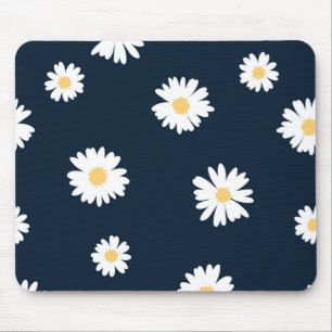 Daisy On Blue Pattern Mouse Mat