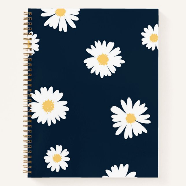 Daisy On Blue Pattern Notebook (Front)