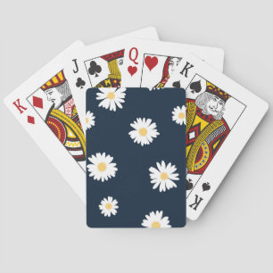 Daisy On Blue Pattern Playing Cards