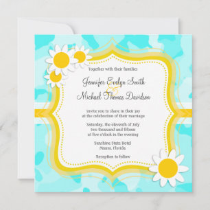 Daisy on Celeste Camo; Camouflage Invitation