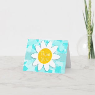 Daisy on Celeste Camo; Camouflage Thank You Card