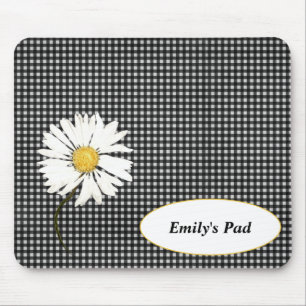Daisy on Gingham with Name Mouse Mat