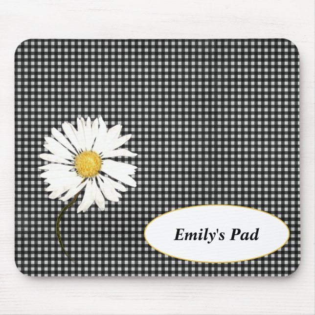 Daisy on Gingham with Name Mouse Mat (Front)