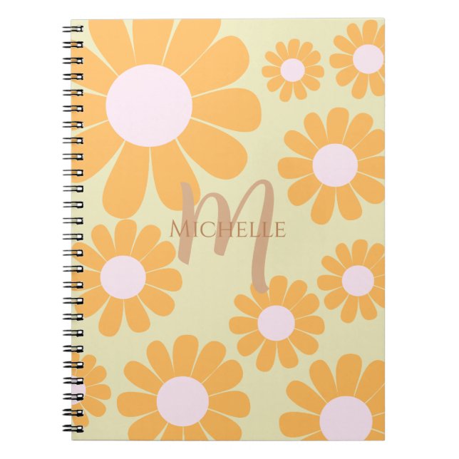 Daisy Orange Monogram Notebook (Front)