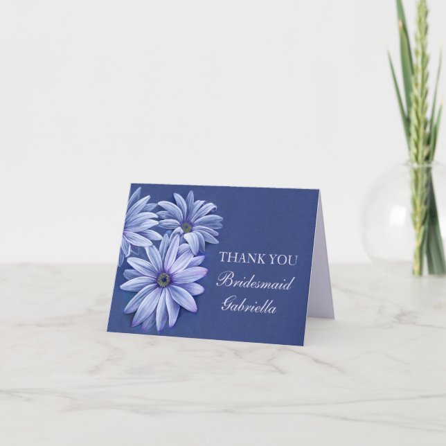 Daisy osteospermum wedding bridesmaid thank you card (Front)