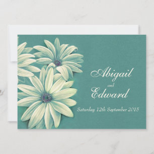 Daisy osteospermum wedding invitation green cream