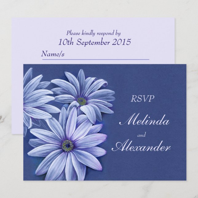 Daisy osteospermum wedding invitation RSVP (Front/Back)